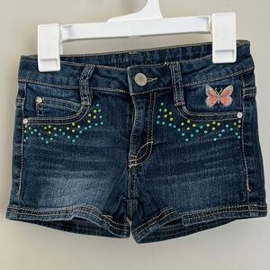 Kids Denim Shorts with Butterfly Accent